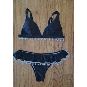 NWOT 2-piece Pom Pom Cheeky Bikini Women's Size Small